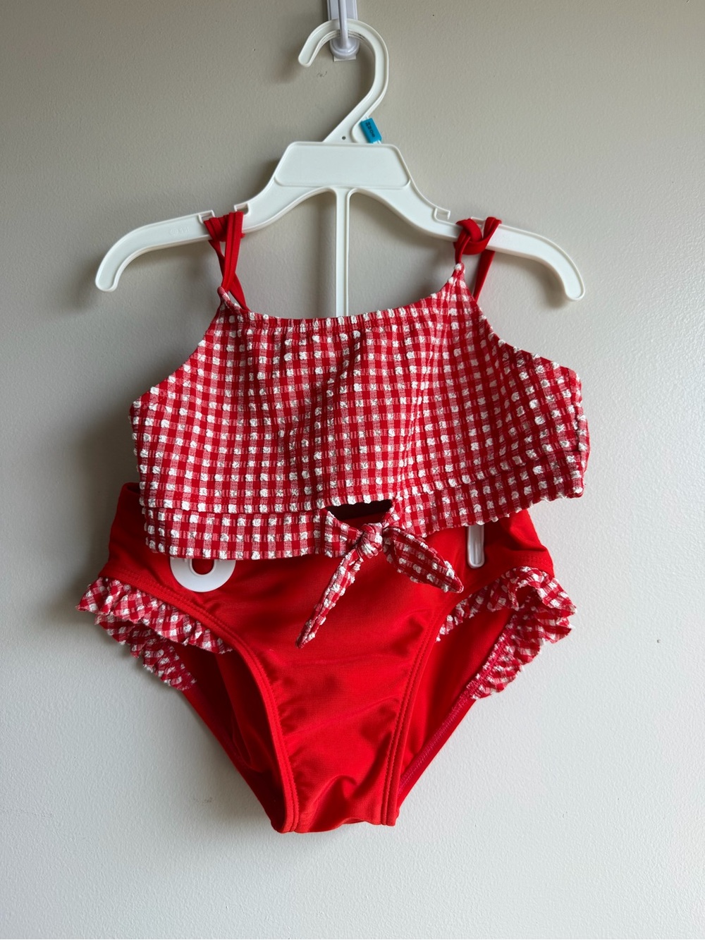 Cat & Jack Red Gingham One-Piece Swim Suit for Kids Sz Medium 8